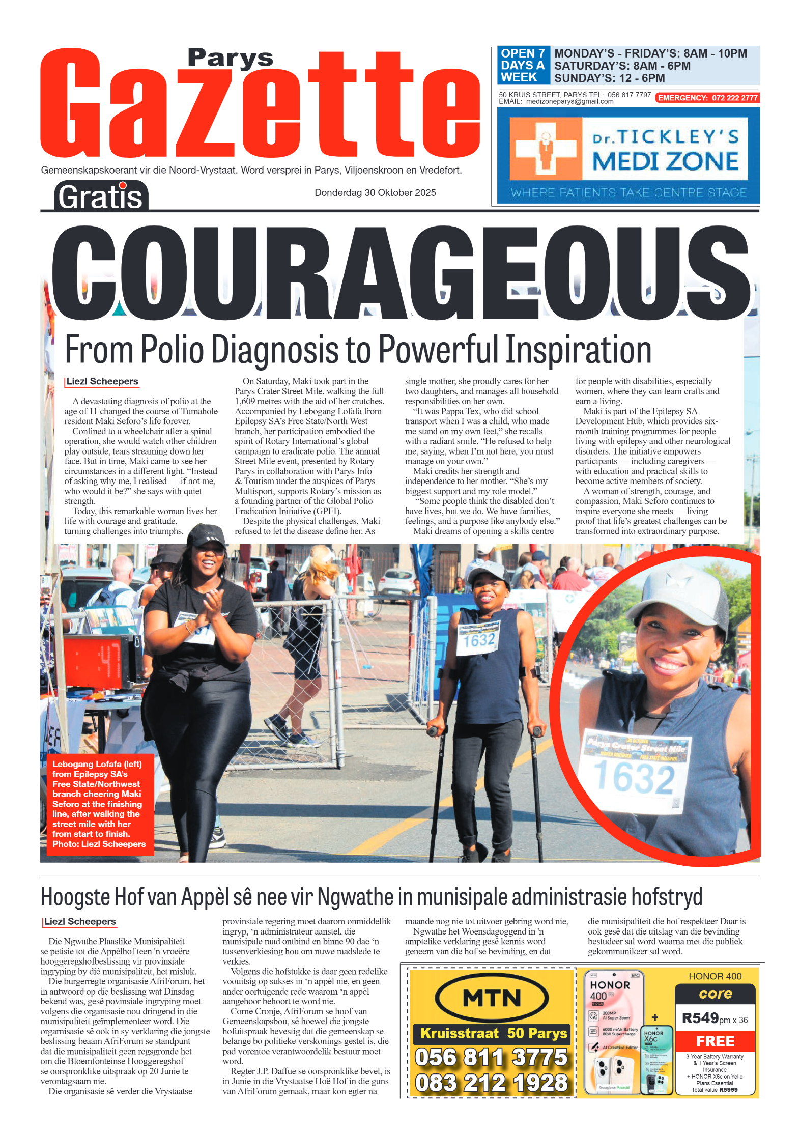Parys Gazette 30 Oktober 2025 page 1